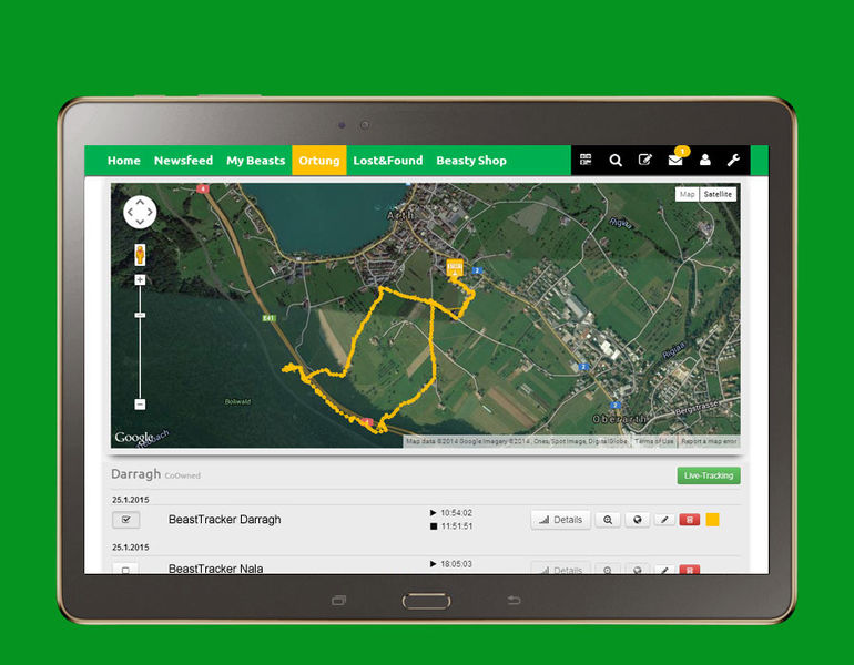 BeastTracker Software: Live Tracking Map.